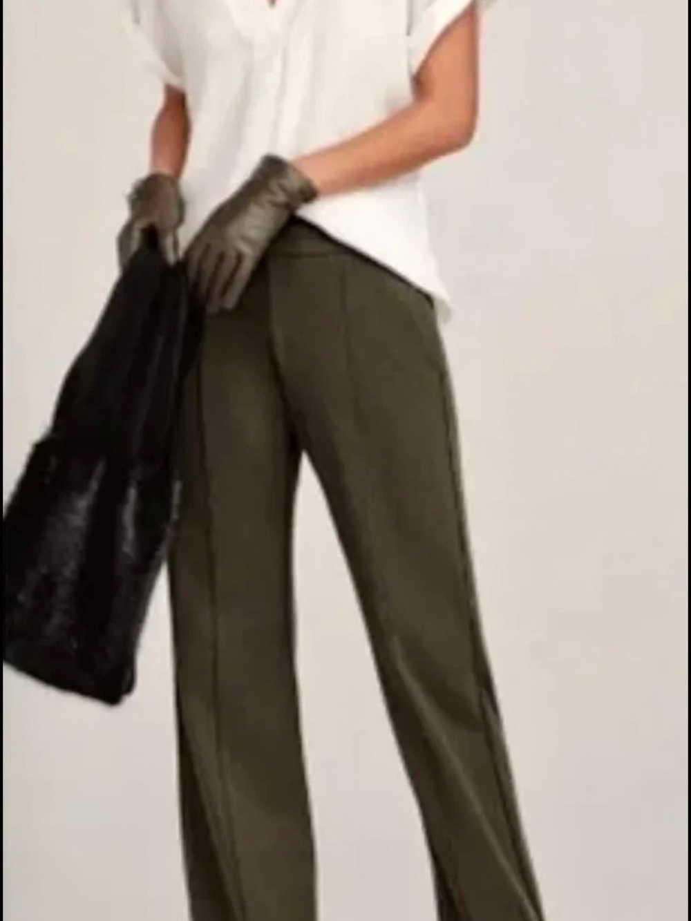 CAbi Academy Trousers Olive Green High-Waist Wide-Leg